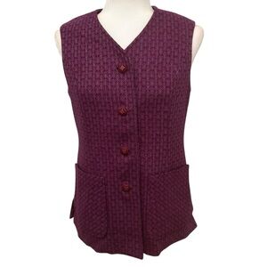 Vintage wool vest womens size small long sleeveless flaw front 
Purple 70s retro